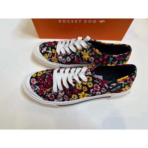 Rocket Dog Floral Jumpin Margate Lace Up Sneakers Sz 11 Women’s NIB Casual Blk - Picture 4 of 12